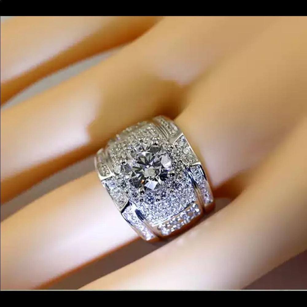 New Luxury 925 Silver Beautiful Diamond Classic Ring - Picture 3 of 4